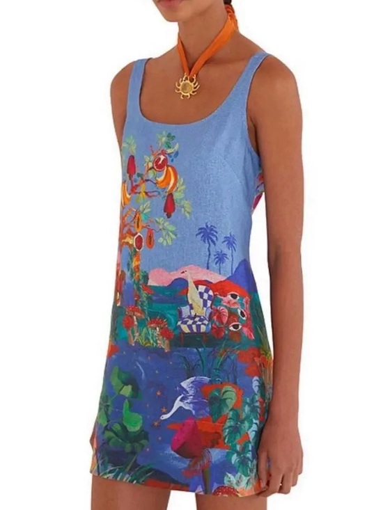 FARM Rio Dresses & Skirts - Farm Rio Dream Landscape Multicolor Linen Mini Dress